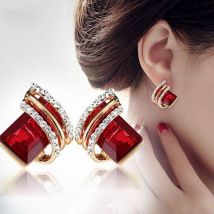 1 paire de clous d'oreilles en strass, décoration d'oreille de luxe, bijoux de fiançailles en cristal, cadeaux d'anniversaire