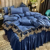 Collection de literie de luxe Ins-Style : broderie florale exquise, texture moelleuse et options multicolores, parure de lit en dentelle romantique de la série Mona