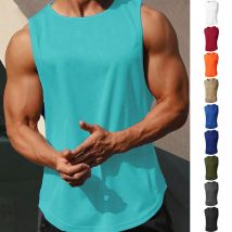 Gilet d'été en maille tricotée pour homme, gilet de sport slim, en forme de I, à épaules larges
