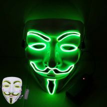 Masque lumineux en forme de V pour Halloween, livraison gratuite, carnaval, nuit, fantôme, danse, adultes, hommes et femmes, décoration fluorescente