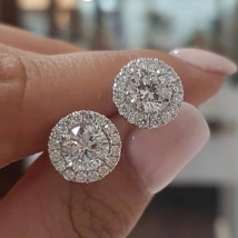 Unisex Jewelry Fashion round diamond stud earrings fashion  ladies zircon earrings