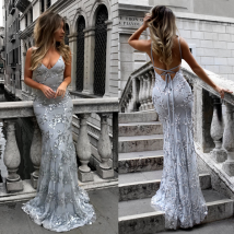 Women's Clothing Ebay Dress Suspender V-neck Backless Sequin Lace-up Dress