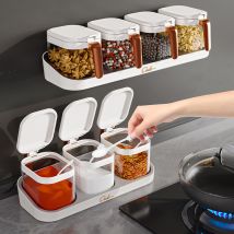 Seasoning jar household kitchen wall-mounted seasoning salt spice MSG storage box wall-mounted seasoning box combination suit