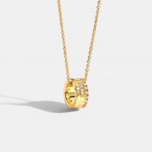 Small Waist Luck Beads Inlaid With Diamond Copper Necklace Gear Geometric Round Bead Pendant Couple Necklace