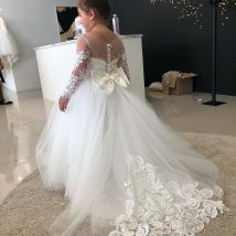 Kid's Clothing Children's Fluffy Princess Dress Baby Girl Flower Girl Wedding Dress Little Girl Trailing Lace Dress