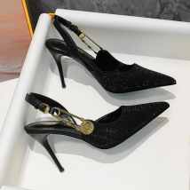 Sandales de soirée à talons hauts et strass pour femmes, escarpins de gladiateur de bureau élégants et Sexy, à la mode, 2024