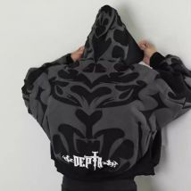 Men's Clothing Y2K dark men and women Gothic print zipper sweater hoodie new autumn and winter warm wholesale