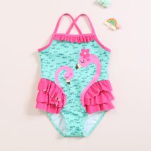 Mother & Kids New Girls One Piece Swimsuit Cute Ruffled Flamingo Baby Girl Comfortable High Elastic High Quality Swimsuit
