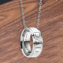 Shuosbai DAD MOM Carved Letters Titanium Steel Ring Necklace Pendant Mother Father Day Gift For Evening Party