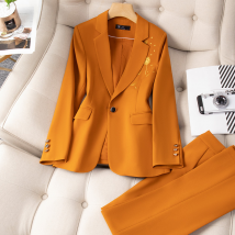 Vêtements pour femmes Fleur Mode Jaune Orange Noir Costume Femme Gris Décontracté Vêtements de travail Célébrité Internet Professionnel
