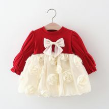 Vêtements pour bébé fille Belle robe rouge à fleurs pour enfants Fille Robe de bébé de haute qualité Cadeau