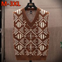 Vêtements pour hommes Gilet en laine tricoté à col en V pour hommes Gilet pull sans manches Vêtements d'extérieur à la mode Gilet pull tricoté une pièce Livraison directe