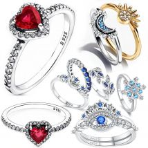 2025 Nouveautés Bague en argent en forme de cœur rouge pour la Saint-Valentin pour femme Design Original Bagues en zircon scintillantes Bijoux de festival Cadeau