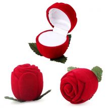 Qianbihe Boîte à Bijoux Rose Romantique Bague de Mariage Boucles d'oreilles Support d'affichage de Stockage boîte-Cadeau-1
