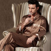 Pyjama homme manches longues en soie fine printemps et automne pyjama homme manches courtes grande taille en soie glacée vêtements d'été pour la maison