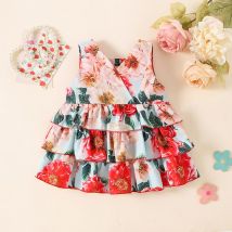 Robe tutu à imprimé fleuri pour bébé fille, robe de fête d'anniversaire, robe vintage pour bébé