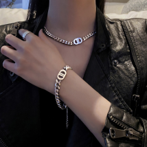 Titane Acier D Lettre Collier Bracelet Chaîne Épaisse Lettre Collier Bracelet