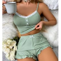 Sexy lace suspender pajamas suit shorts women's home wear Pajamas