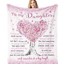 Pink Love Tree Pattern Blanket Flannel Soft Comfortable Home Blanket Cover Blanket Daughter Birthday Holiday Gift