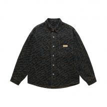 Men's Clothing high end jacquard craft denim shirt men's spring and autumn retro washed old lapel casual shirt jacket men