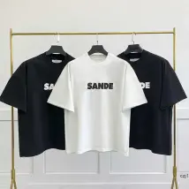 Mode de créateur classique Jil Sander Casual hommes femmes Lettre impression couples style simple lâche manches courtes surdimensionné