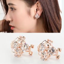Boucles d'oreilles en or rose pour filles, bijoux en diamant tendance pour femmes