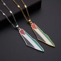 Hot Selling Drop Oil Palestine Map ！ Necklace Stainless Steel Fashionable Personality Pendant