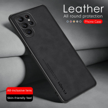 Camera Protect Sheepskin Leather Case For Samsung Galaxy S24 Ultra S 24 Plus S24Ultra S24+ 5G 2024 Soft Bumper Phone