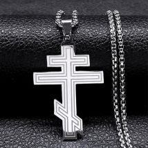 nouveau pendentif croix en acier titane collier croix byzantine orthodoxe russe en acier inoxydable pour hommes