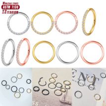Anneau de nez en titane F136, piercing rond pour septum avec boucles d'oreilles, tragus, cartilage en zircon, segment articulé, bijoux pour femmes, vente en gros, 16 g
