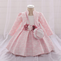 Robe pour enfants, nouvelle collection pour nourrissons et jeunes enfants, costume de fête pour premier anniversaire de bébé, tissu à bulles imprimé, robe plissée à manches longues