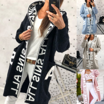 Women's Clothing  new cardigan hooded knitted women's sweater jacket cardigan