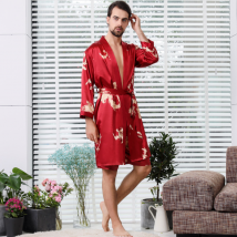 Couple Loungewear vente chaude soie couple chemise de nuit hommes kimono peignoir cardigan robe
