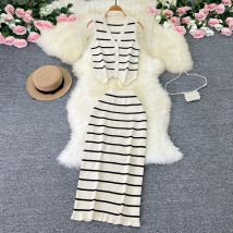 Jupe mi-longue taille haute pour femmes, costume deux pièces