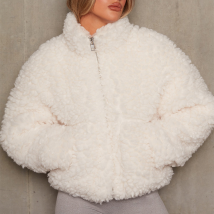 Vêtements pour femmes Cardigan en peluche Veste courte Manteau en laine d'agneau pour femmes