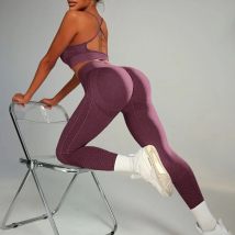 Seamless Solid Color Yoga Set Bra Butt Lift Fitness Pants Two-piece Yoga Clothing Women's Suit Yoga Set