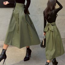 Vêtements pour femmes, jupe trapèze, jupe parapluie, nœud super chaud, grande jupe trapèze, taille fine, longue