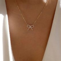 Collier pendentif nœud tendance en alliage de diamants pour femme