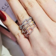 Bijoux pour femmes, chaîne créative, bague en zircon, or rose, bijoux de luxe