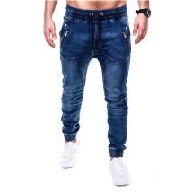 2023 le commerce extérieur frappe les jeans sans fil en tissu denim lavé pour hommes européens et américains