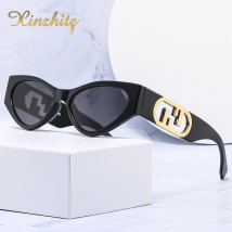 Lunettes de soleil à monture PC pour hommes et femmes, yeux de chat personnalisés, lunettes de soleil, lunettes en métal, nouvelle collection