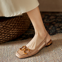 Baotou – sandales françaises rétro à talons bas pour femmes, nouveau style d'été 2023, dos vide, lanière en daim avec mors de cheval