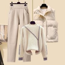 Vêtements pour femmes gilet épais col haut pull tricoté pantalon carotte