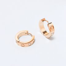 Boucles d'oreilles classiques en forme de C de style LOVE, boucles d'oreilles dorées pour femme
