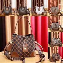 Women's New Printed Handbag Bucket Bag Single Shoulder Bag Crossbody Bag Brown Fancy Bag