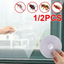 Filet de fenêtre anti-moustique auto-adhésif bricolage écran anti-moustique noir et blanc écran simple invisible avec velcro