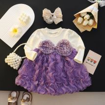 Robe bébé fille robe tutu à paillettes et nœud robe de fête d'anniversaire pour bébé fille