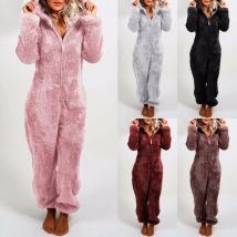 Vêtements pour femmes automne et hiver combinaison en peluche et fourrure épaisse pyjama à capuche vêtements pour femmes 22 couleurs