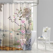 Vio cross-border simple waterproof shower curtain 3D digital shower curtain fabric  bathroom partition curtain foreign trade cross-border