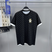Vêtements pour hommes été à manches courtes marque de mode ours broderie all-over imprimé à manches courtes hommes pull T-shirt hommes à la mode B1DAD2127